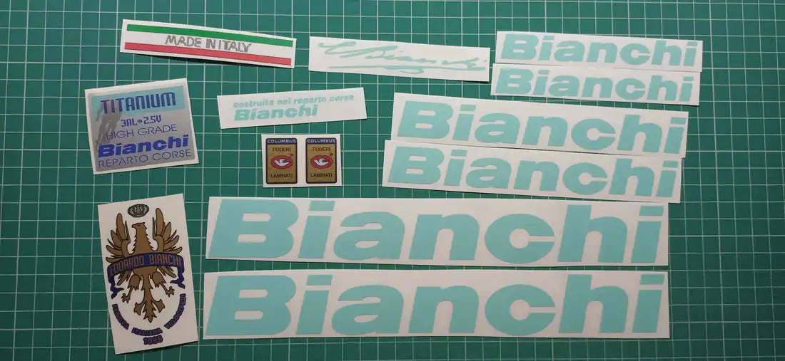 1997 Bianchi Titanium Megatube Celeste Frame Decal Set