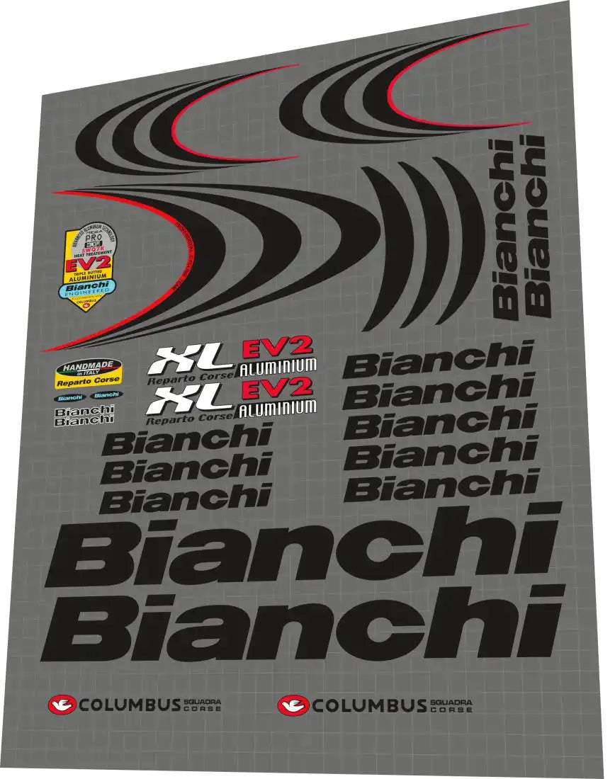 Bianchi XL EV2 Black Frame Decal Set