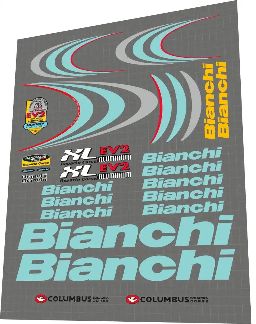 Bianchi XL EV2 Celeste Frame Decal Set