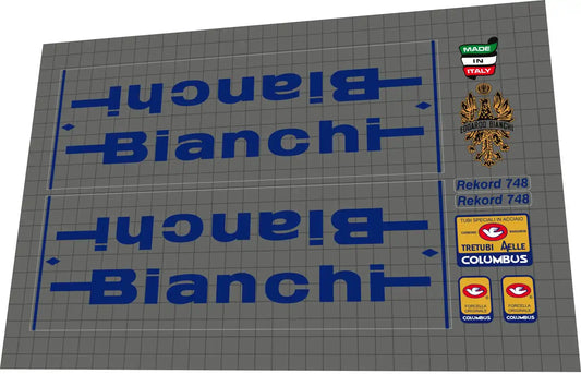 Bianchi Rekord 748 Blue Frame Decal Set