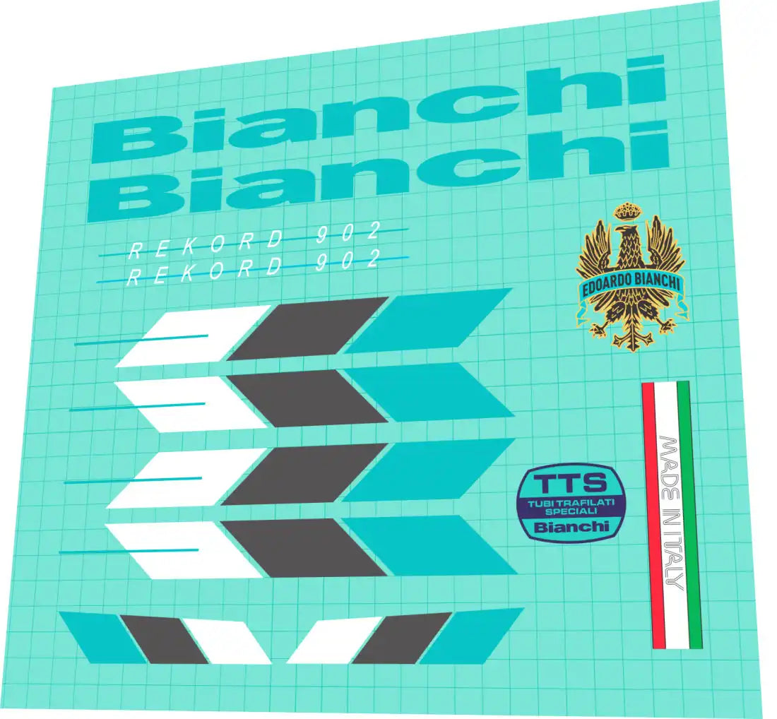 Bianchi Rekord 902 Celeste Frame Decal Set