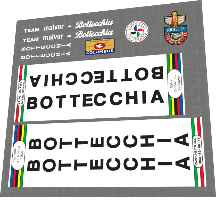 1987 Bottecchia Team Malvor White Frame Decal Set