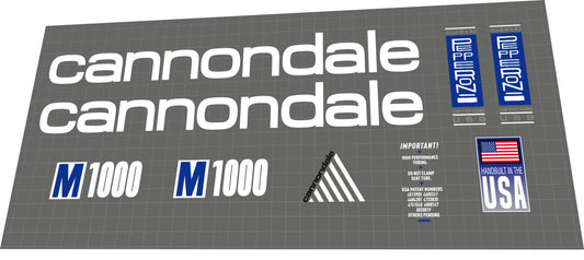 1993 Cannondale M 1000 Frame Decal Set