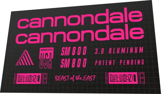 1990 Cannondale SM 800 Pink Frame Decal Set