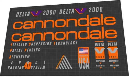 1992 Cannondale Delta V2000 Frame Decal Set