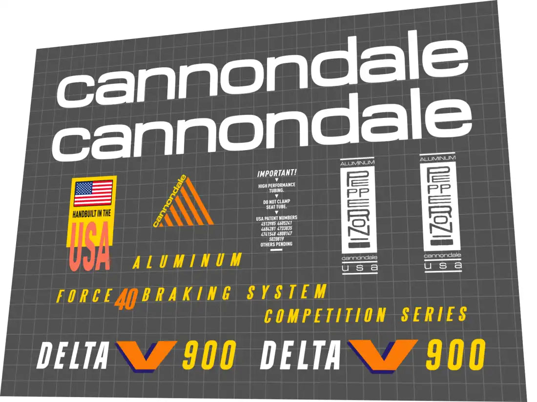 1992 Cannondale Delta V900 White Frame Decal Set
