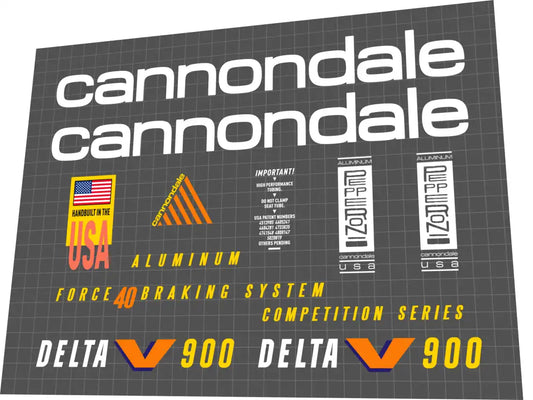 1992 Cannondale Delta V900 White Frame Decal Set
