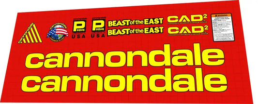 1996 Cannondale Beast of the East Yellow Frame Decal Set