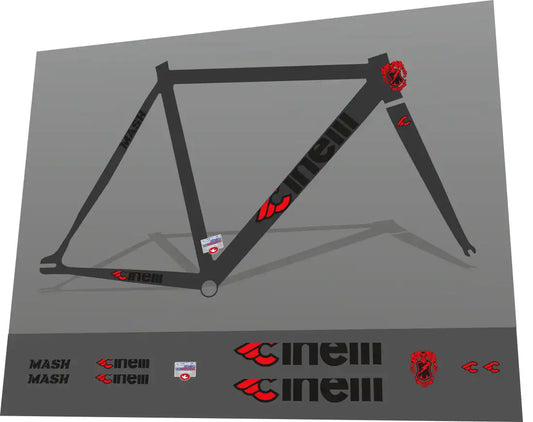 Cinelli Mash Black/Red Frame Decal Set