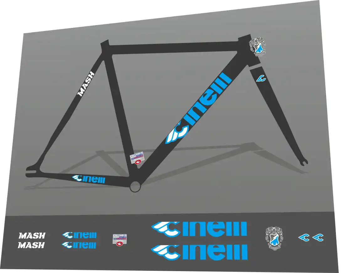 Cinelli Mash Blue/White Frame Decal Set