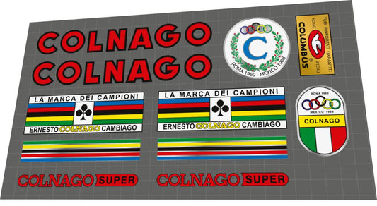 1968 Colnago Super Red Frame Decal Set