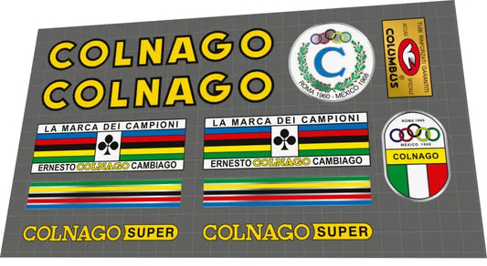 1968 Colnago Super Yellow Frame Decal Set