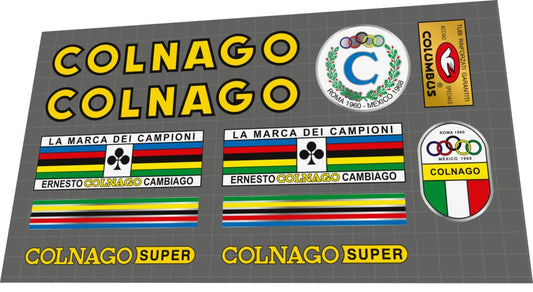 1968 Colnago Super Yellow Frame Decal Set