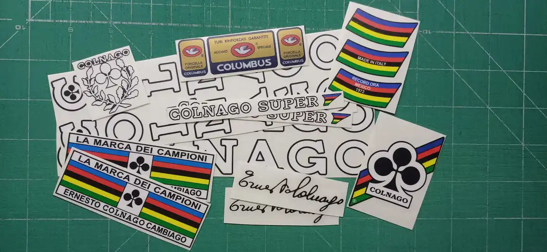 1970s Colnago Super White Black Outline Frame Decal Set