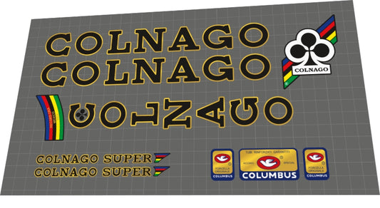 1979 Colnago Super Black Gold Contour Frame Decal Set