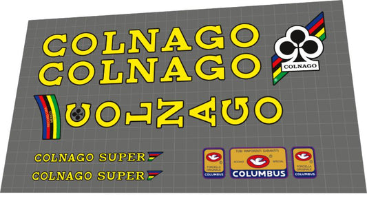 1979 Colnago Super Yellow Black Contour Frame Decal Set