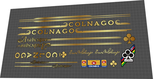 1983 Colnago Arabesque Mirror Gold Black Contour Frame Decal Set