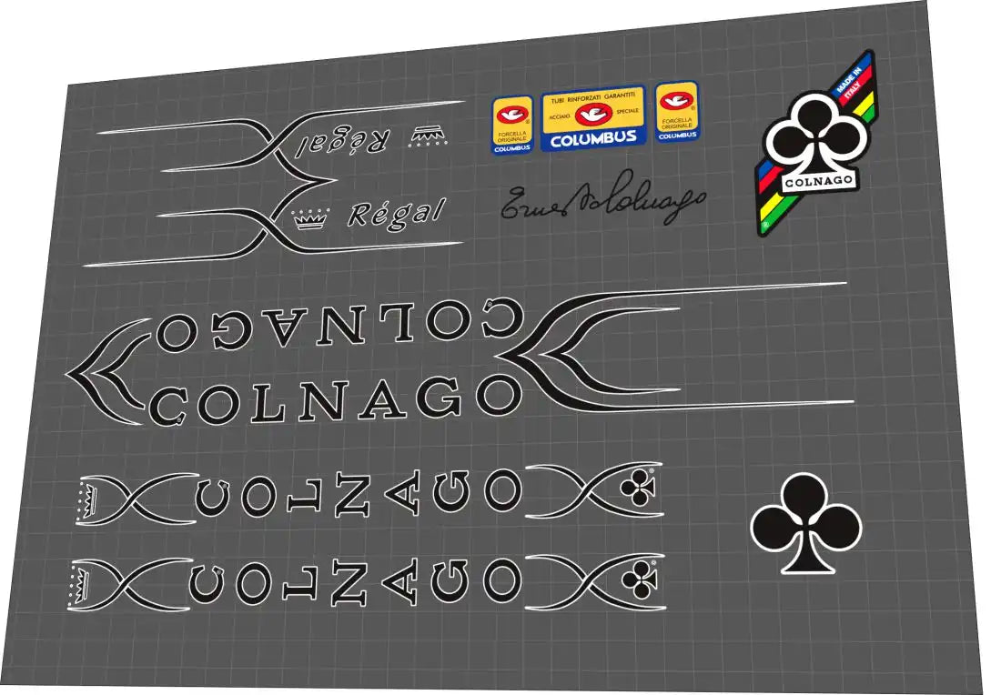 1986 Colnago Regal Black White Contour Frame Decal Set