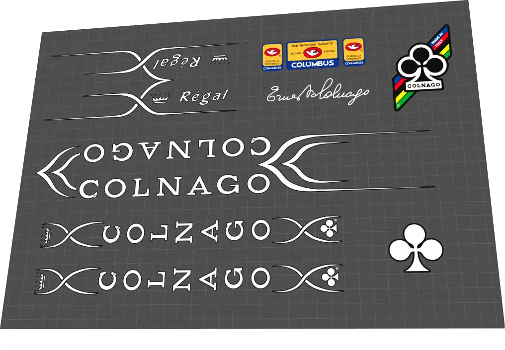1986 Colnago Regal White Black Contour Frame Decal Set