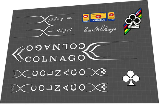 1986 Colnago Regal White Black Contour Frame Decal Set