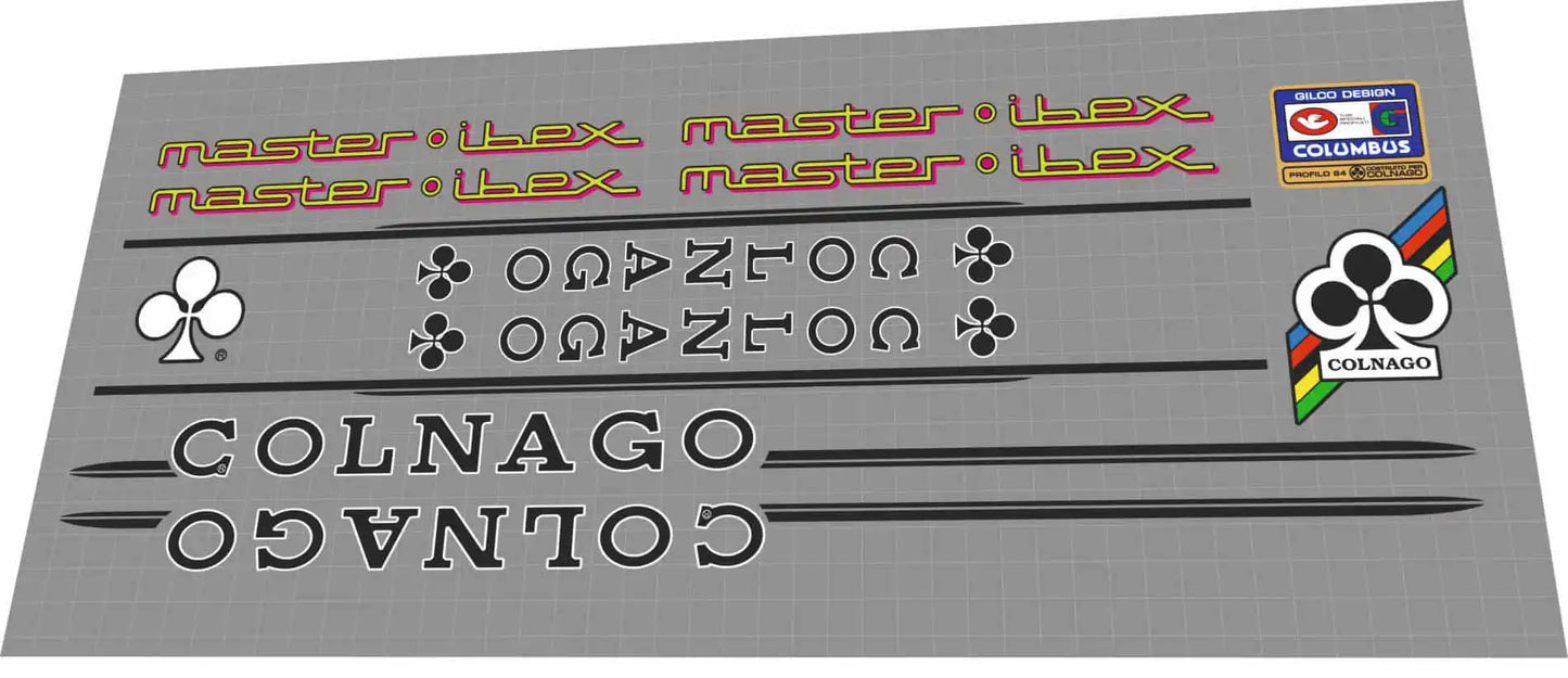 1987 Colnago Master Ibex MTB Black Frame Decal Set