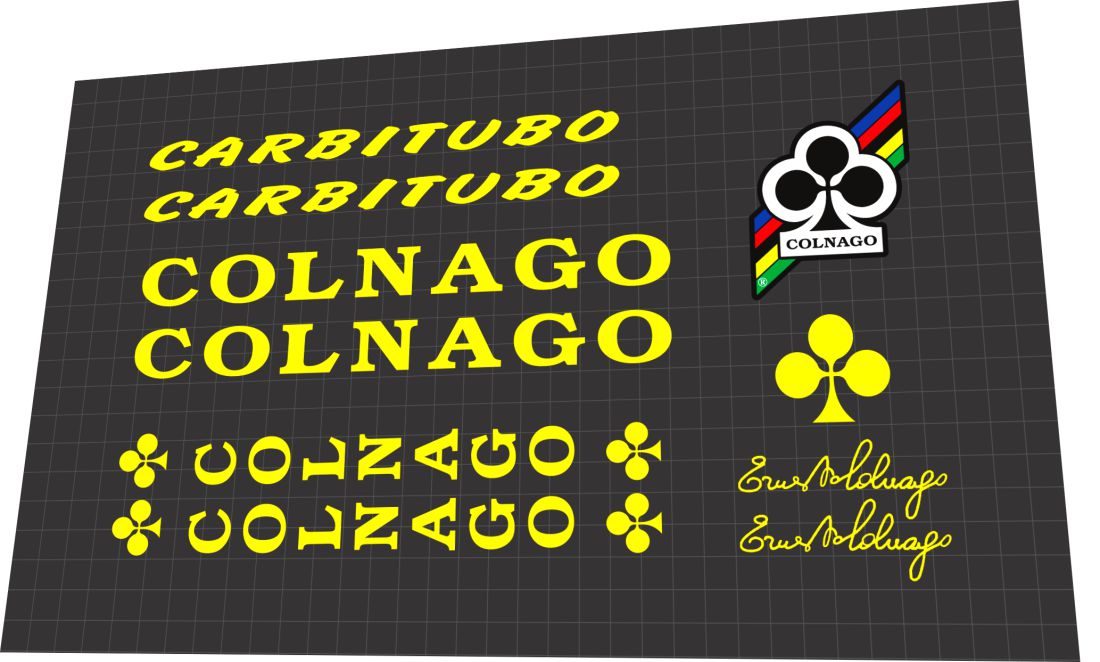1989 Colnago Carbitubo Yellow Frame Decal Set