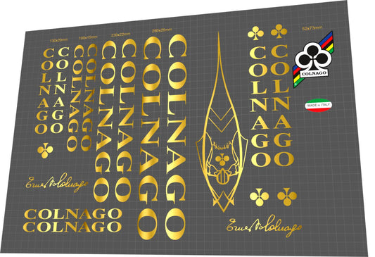 1990s Colnago Classic Mirror Gold Frame Decal Set