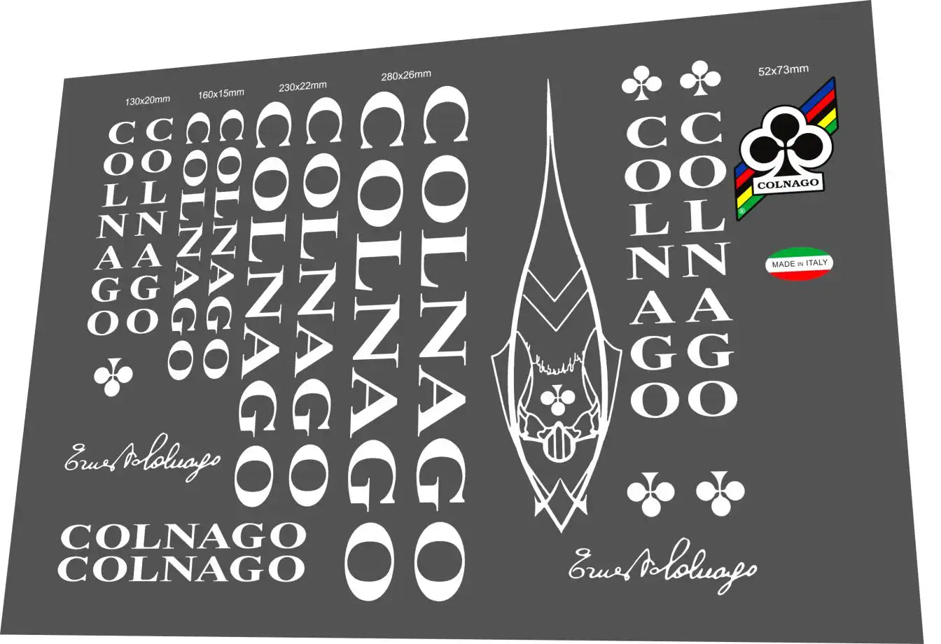 1990s Colnago Classic White Frame Decal Set