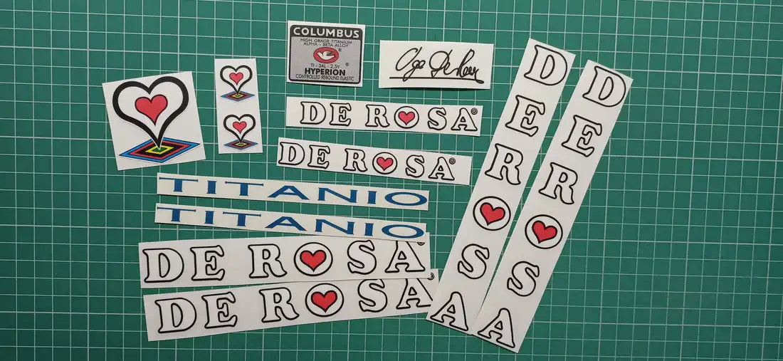 1994 De Rosa Titanio White Black Contour Blue Frame Decal Set