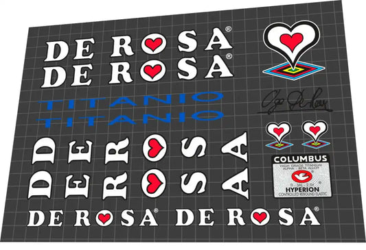 1994 De Rosa Titanio White Black Contour Blue Frame Decal Set