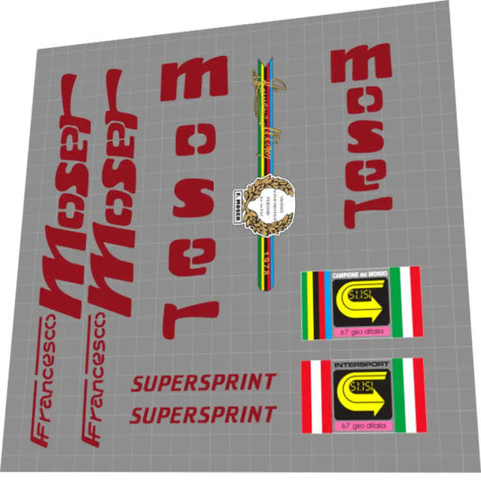 F. Moser Supersprint Burgundy Frame Decal Set - 1985