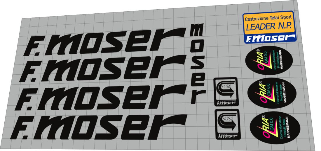 1991 F. Moser Leader NP Black Frame Decal Set