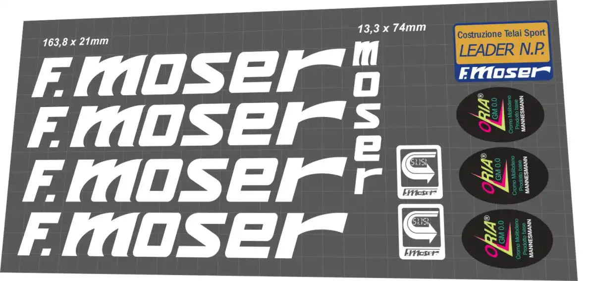 1991 F. Moser Leader NP White Frame Decal Set