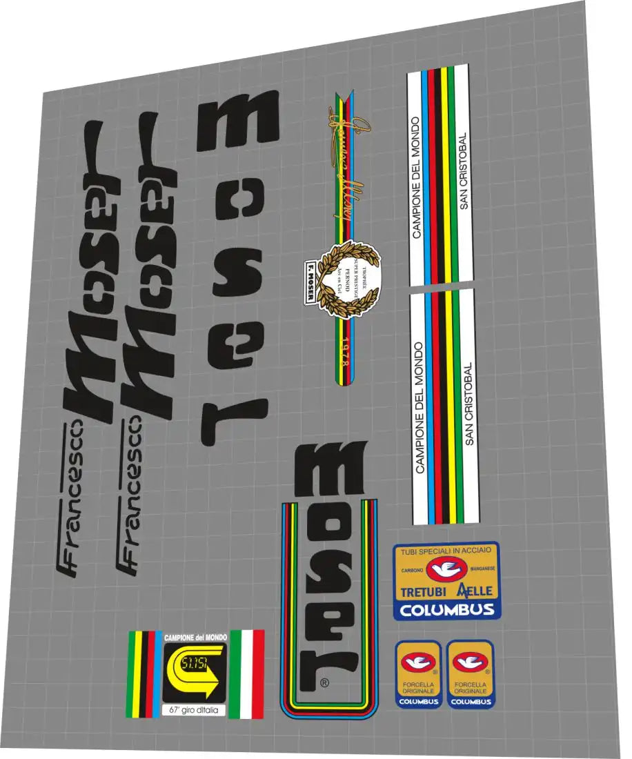 F. Moser Super Prestige Black Frame Decal Set - 1978