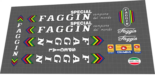 1980 Faggin Special White Black Outline Frame Decal Set