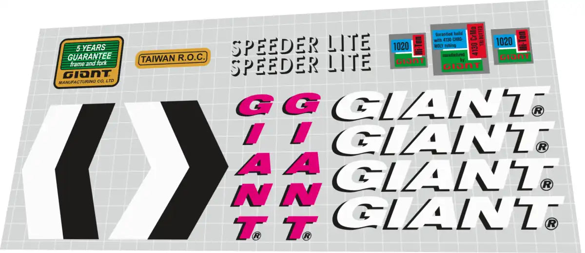 1990 Giant Speeder Lite Frame Decal Set