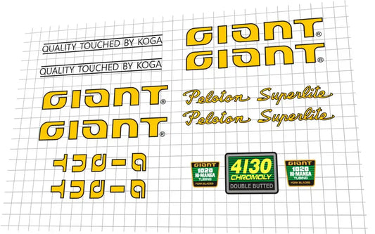 Giant Peloton Superlite Gold/Black Frame Decal Set