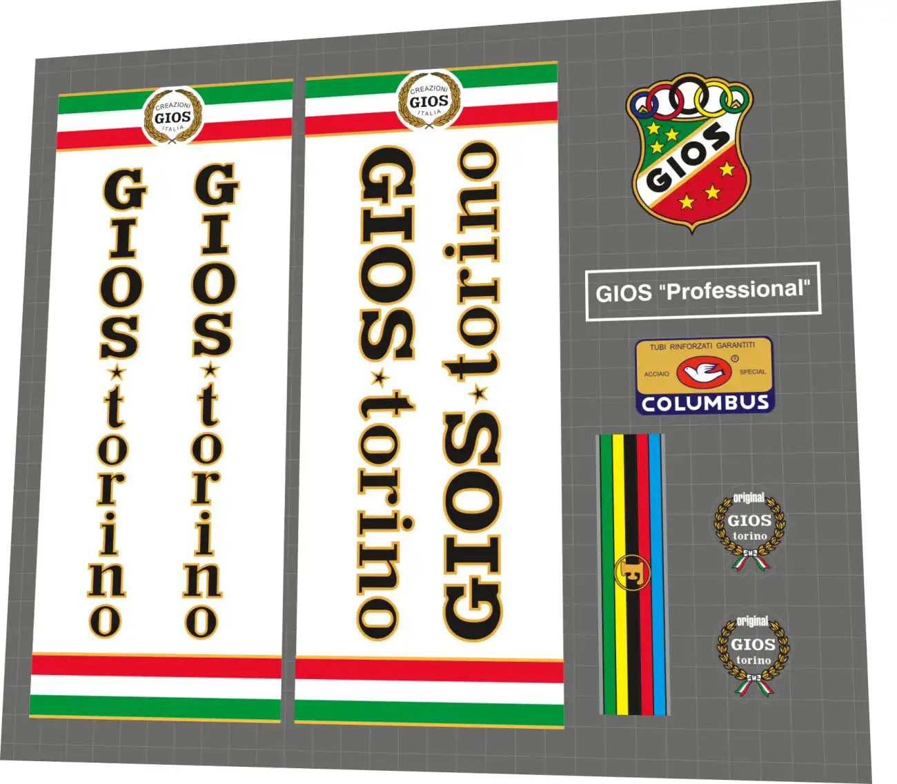 1986 Gios Torino Professional White Frame Decal Set (Copy)