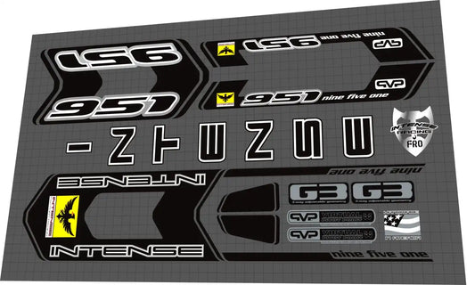 2009 Intense 951 FRO Black Frame Decal Set