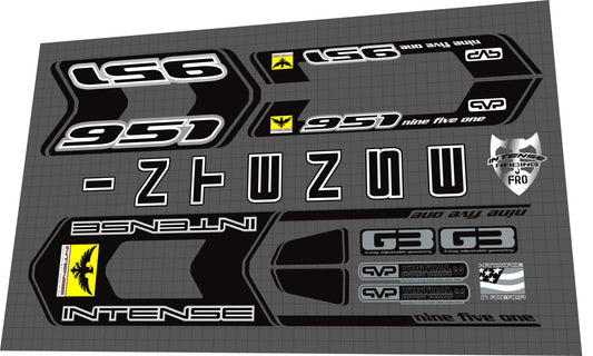 2009 Intense 951 FRO Black Frame Decal Set