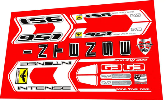 2009 Intense 951 FRO White Frame Decal Set