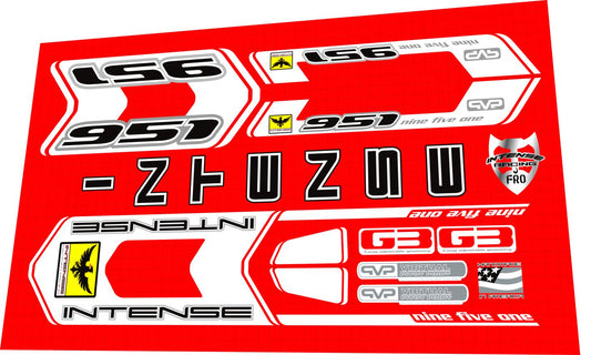 2009 Intense 951 FRO White Frame Decal Set