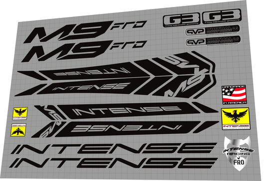 2010 Intense M9 FRO Matte Black Frame Decal Set