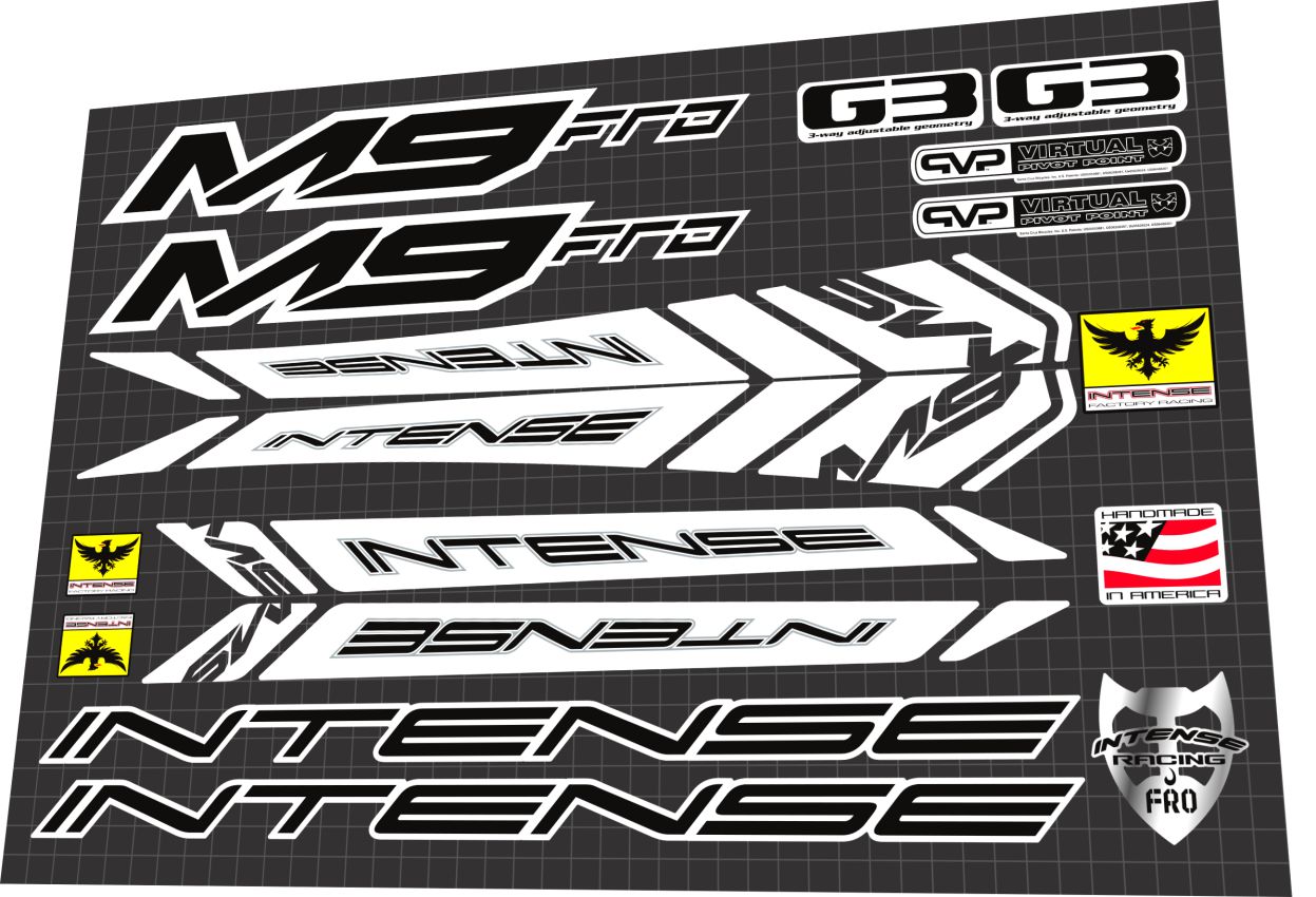 2010 Intense M9 FRO White Frame Decal Set