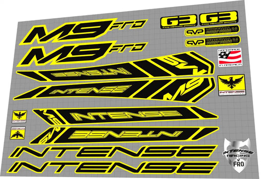 2010 Intense M9 FRO Yellow Frame Decal Set