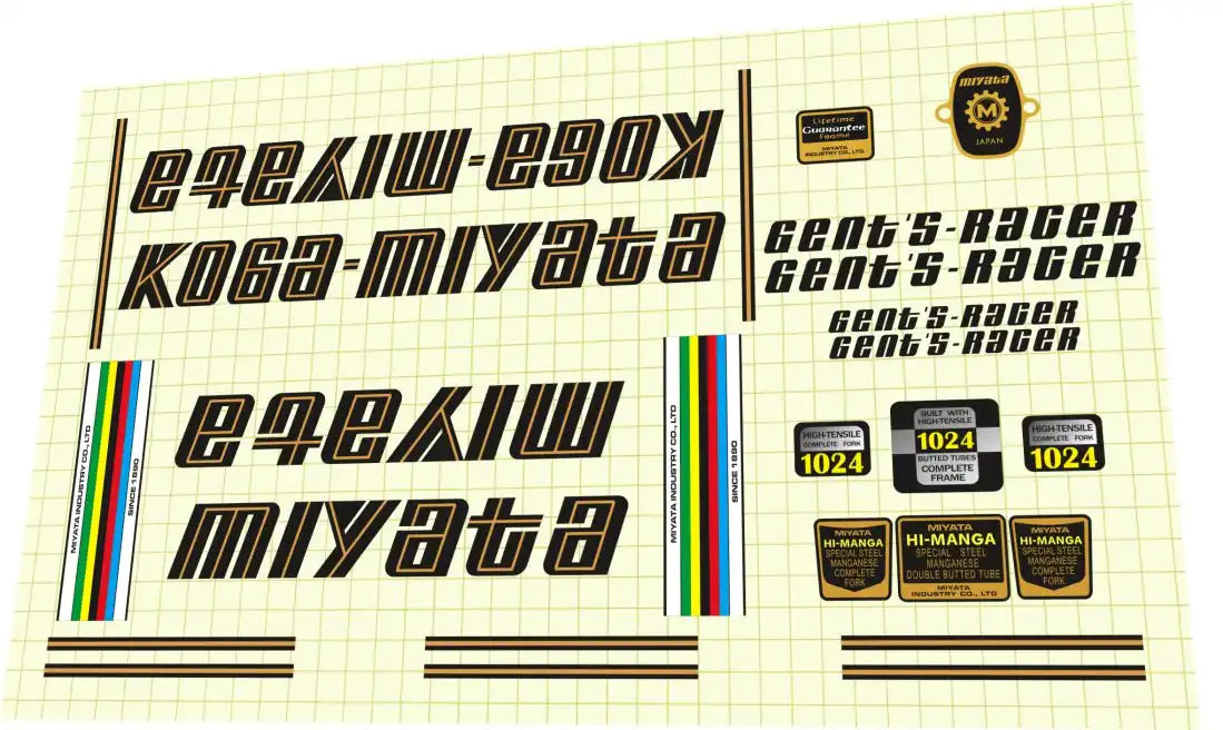 1978 Koga Miyata Gents Racer Frame Decal Set