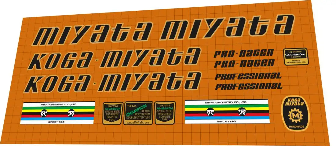 1979 Koga Miyata Pro Racer Frame Decal Set
