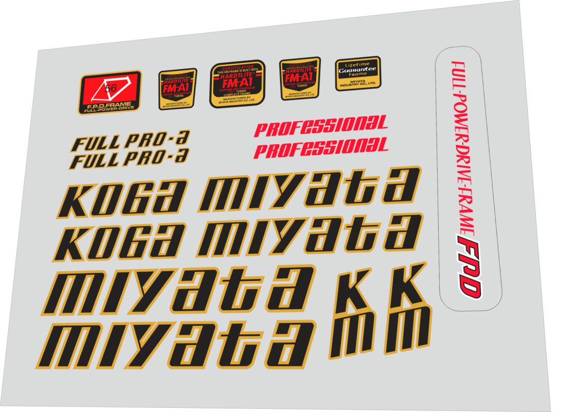 1984 Koga Miyata Full Pro A Frame Decal Set