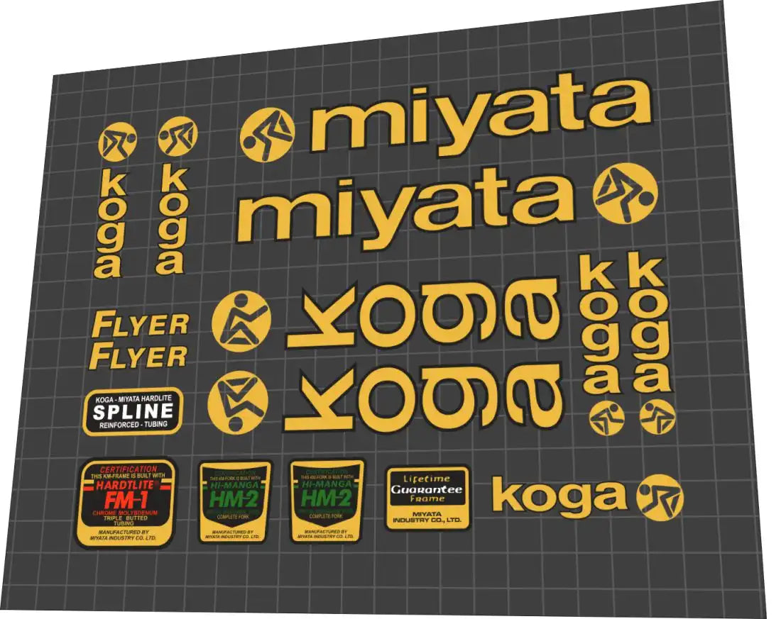 1993 Koga Miyata Flyer Gold Frame Decal Set