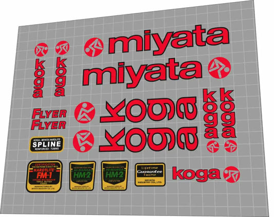 1993 Koga Miyata Flyer Red Frame Decal Set
